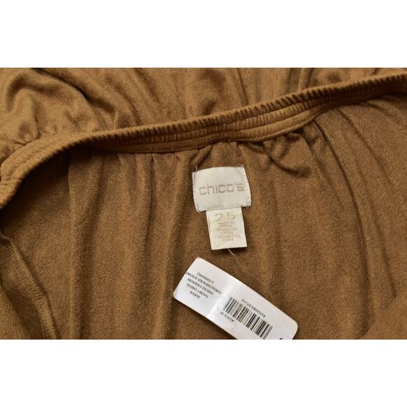 Chico's Women's Brown Suede Off Shoulder Dress Plus Size 2.5 Polyester NWT - Picture 4 of 8